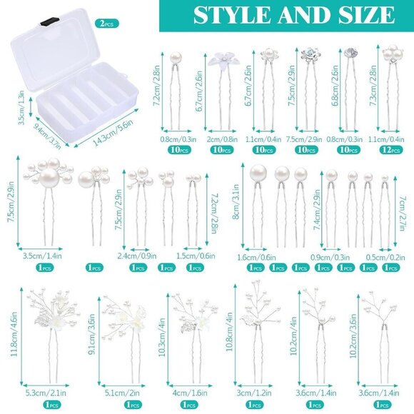 Wedding Hair Pins Pearl Rhinestone Floral Bridal Hair Accessories 80 Pack main image 6